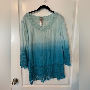 Chico's Blue Ombre Lace Tunic